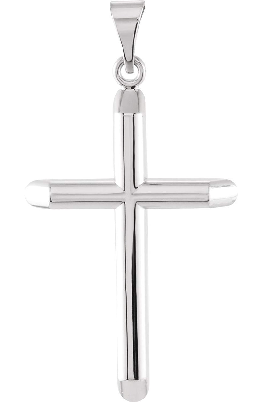 14k White Gold Unadorned Cross Pendant