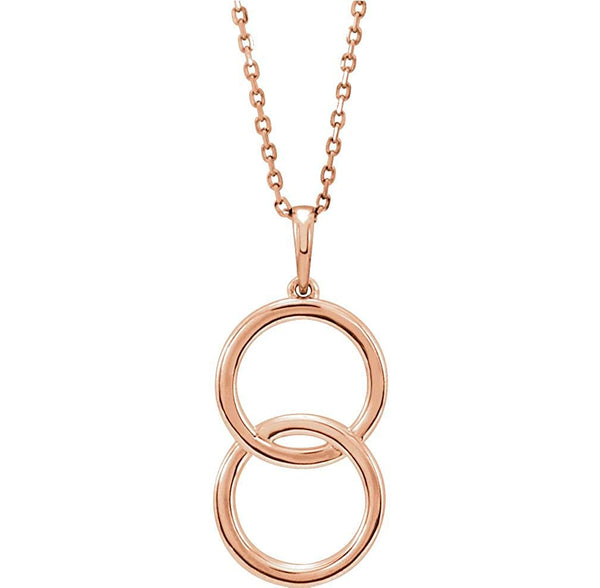 Interlocking Circle Necklace, 14k Rose Gold, 18"