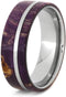 His and Hers Deer Antler, Purple Box Elder Burl Titanium Band, Purple Box Elder Burl Wood Titanium Band Sizes M11.5-F5.5