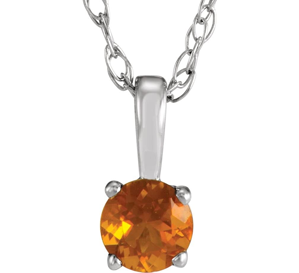 Children's Imitation Citrine 'November' Birthstone Sterling Silver Pendant Necklace, 14"