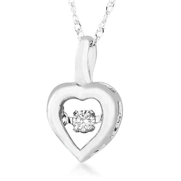 Heart Diamond Pendant Necklace, Rhodium Plate Sterling Silver, 18" (.05 Ct)