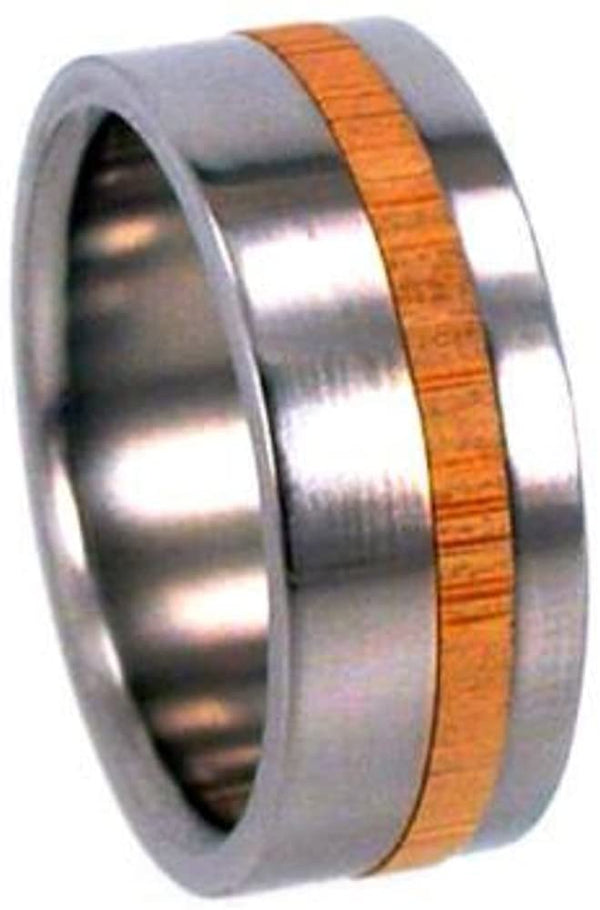 Bamboo Wood Stripe 8mm Comfort Fit Titanium Interchangeable Ring