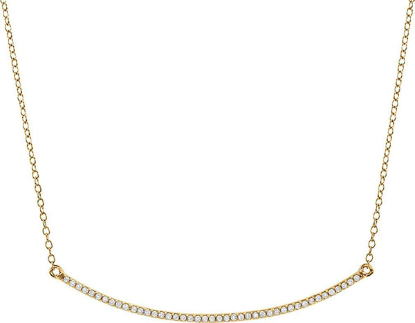 Diamond Bar Necklace in 14k Yellow Gold, 16-18" (1/6 Cttw)