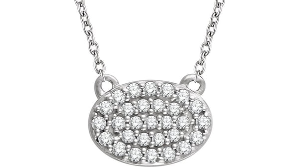 Diamond Oval Pendant Necklace 14k White Gold, 18" (.20 Cttw)