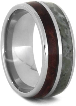 The Men's Jewelry Store (Unisex Jewelry) Green Jade, Redwood Burl Wood 9mm Titanium Comfort-Fit Wedding Band