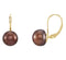 Chocolate Cultured Freshwater Pearl Earrings, 14k White Gold (9-9.5 MM)