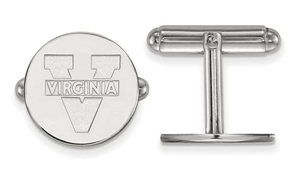 Rhodium-Plated Sterling Silver University Of Virginia Round Cuff Links, 15MM