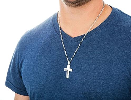 Men's Cross Pendant Necklace, Stainless Steel, 24"