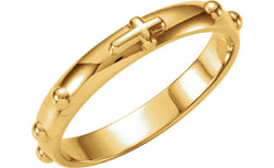 10k Yellow Gold 4mm Rosary Ring, Size 7