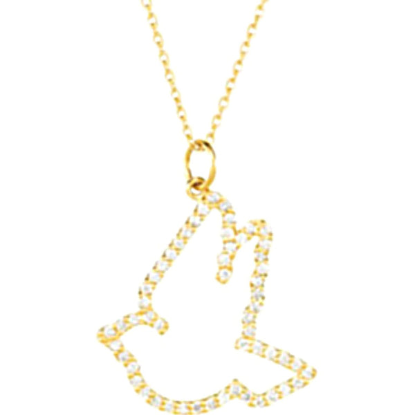 Diamond 'Dove' 14k Yellow Gold Pendant Necklace, 16" (1/4 Cttw)