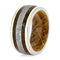 Gibeon Meteorite, Dinosaur Bone, 14k Rose Gold 10mm Titanium Comfort-Fit Whiskey Oak Wood Band