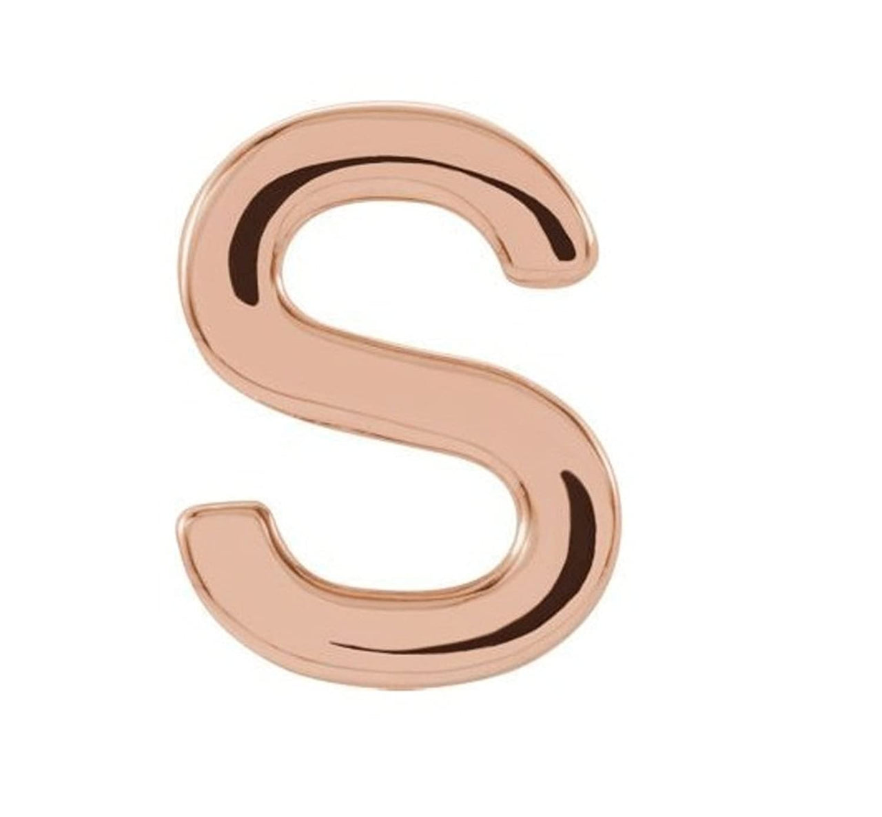 Initial Letter 'S' 14k Rose Gold Stud Earring (Single Earring)