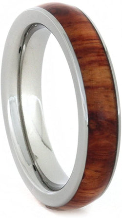 Tulip Wood Inlay 4mm Comfort-Fit Titanium Wedding Ring, Size 12.75