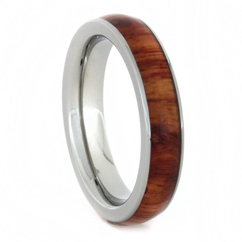 Tulip Wood Inlay 4mm Comfort-Fit Titanium Wedding Ring