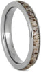 Deer Antler 3mm Titanium Comfort-Fit Wedding Band, Size 8.5