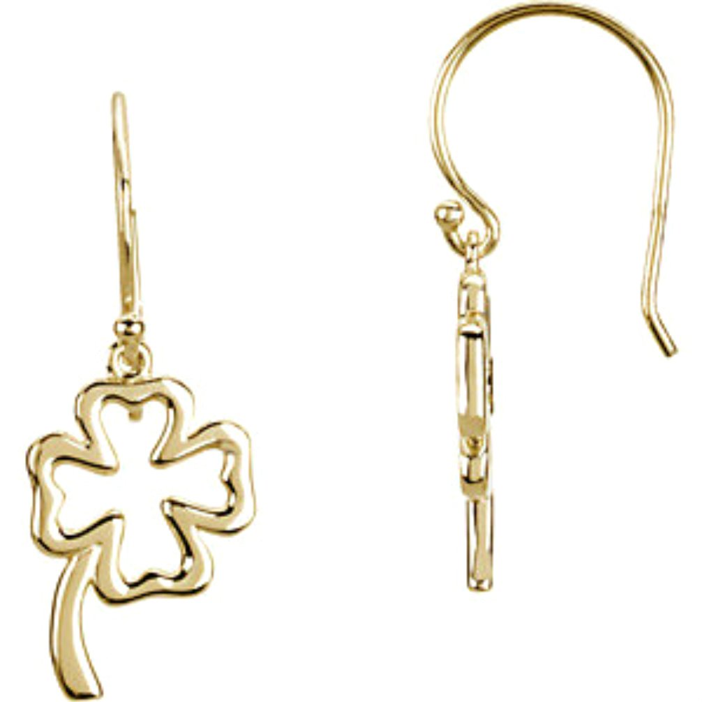 14k White Gold Petite Four Leaf Clover Earrings