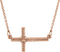 Rope-Trim Sideways Cross Necklace, 14k Rose Gold, 16.5" (11.3x20.15MM)