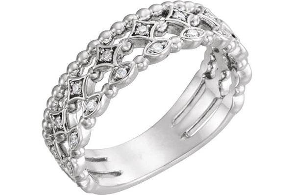 Diamond Stacking Ring, Rhodium-Plated 14k White Gold (.11 Ctw, G-H Color, I1 Clarity), Size 6