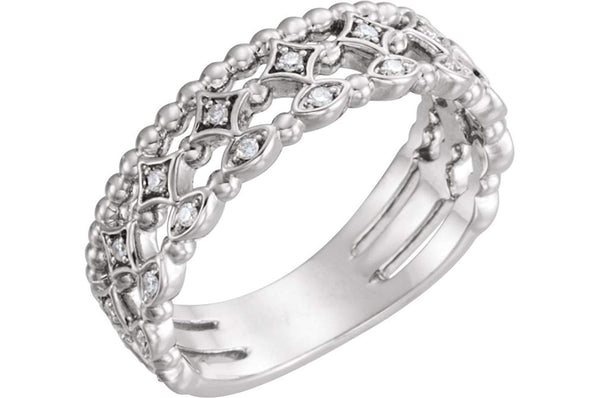 Platinum Diamond Stacking Ring (.11 Ctw, G-H Color, SI2-SI3 Clarity), Size 6