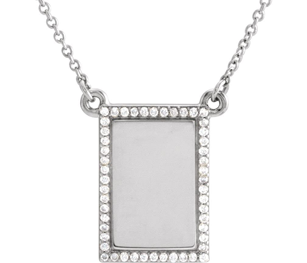 Diamond Bar Necklace, Rhodium-Plated 14k White Gold, 18" ( 0.125 Ctw, G-H Color, I1 Clarity)