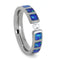 White Sapphire, Lab Created Blue and Green Opal Inlays 4mm Comfort-Fit Titanium Wedding Band