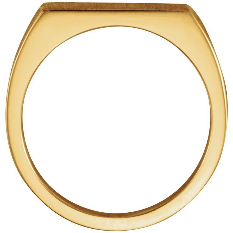 Men's 10k Yellow Gold Satin Brushed Rectangle Signet Ring, 9x15mm, Size 10
