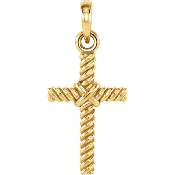 Rope Cross 14k Yellow Gold Pendant (13.5X8.6 MM)