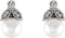 White Freshwater Cultured Pearl and Diamond Earrings, Sterling Silver (6-6.5MM) (.07 Ctw, GH Color, I1 Clarity)