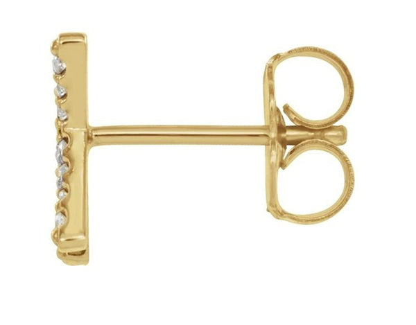 14k Yellow Gold Gold Diamond Letter 'K' Initial Stud Earring (Single Earring) (.06 Ctw, GH Color, I1 Clarity)