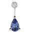 14k White Gold Tanzanite Pear and Bezel Set Diamond Pendant