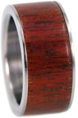 Peruvian Ipe Wood 10mm Comfort-Fit Titanium Band, Size 6