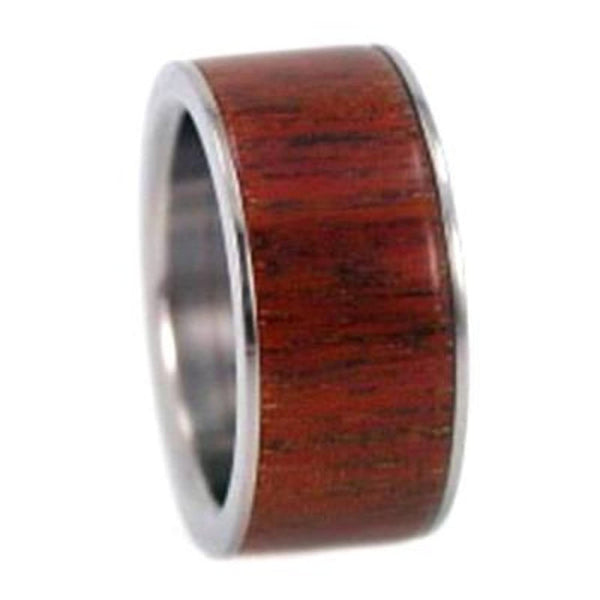 Peruvian Ipe Wood Inlay 10mm Comfort Fit Titanium Wedding Band, Size 11