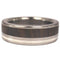 Ziricote Wood, Inlaid Sterling Silver 7mm Comfort-Fit Titanium Ring, Size 11.25