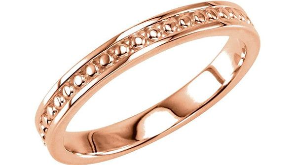 Granulated Raised Edge 2.75mm 14k Rose Gold Stacking Band, Size 9