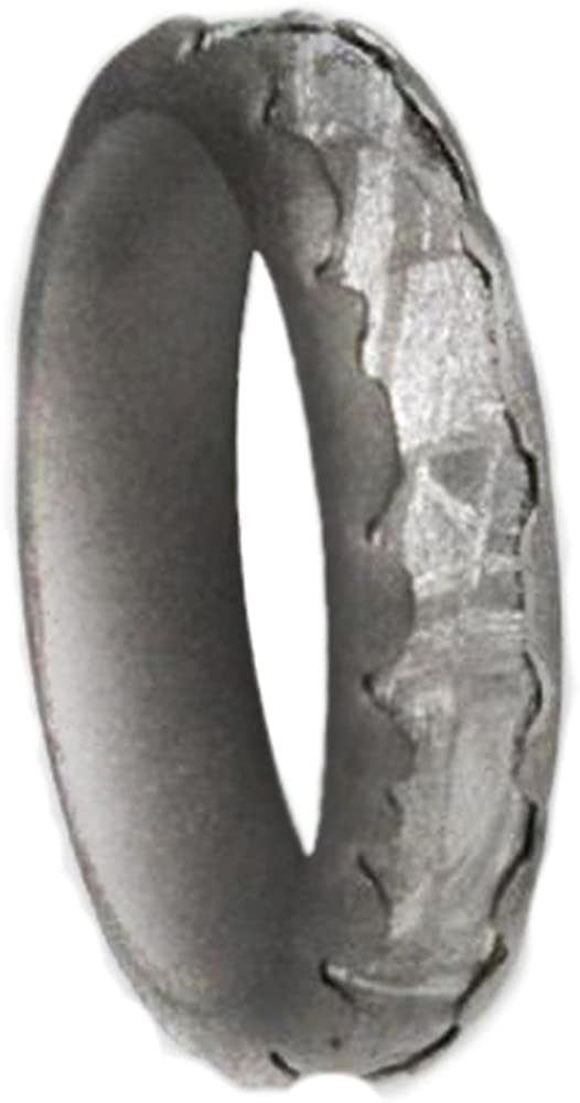 Gibeon Meteorite Inlay 5mm Comfort Fit Torn Edged SandblastTitanium Wedding Band, Size 13.25