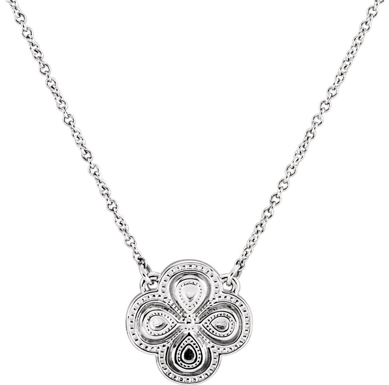 Platinum Fashion Clover Necklace, 18"