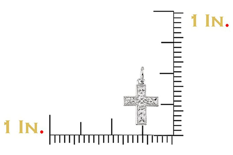 Childrens 14k White Gold Small Cross Pendant