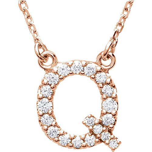 14k Rose Gold Diamond Initial 'Q' 1/6 Cttw Necklace, 16" (GH Color, I1 Clarity)