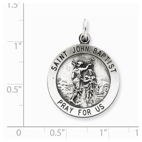 Sterling Silver Antiqued St. John The Baptist Medal (30X22MM)