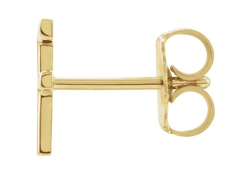 Initial Letter 'F' 14k Yellow Gold Stud Earring (Single Earring)