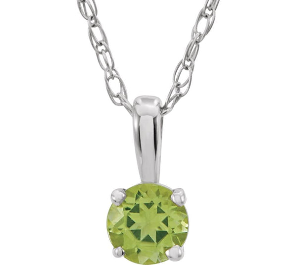 Children's Imitation Peridot 'August' Birthstone Sterling Silver Pendant Necklace, 14"