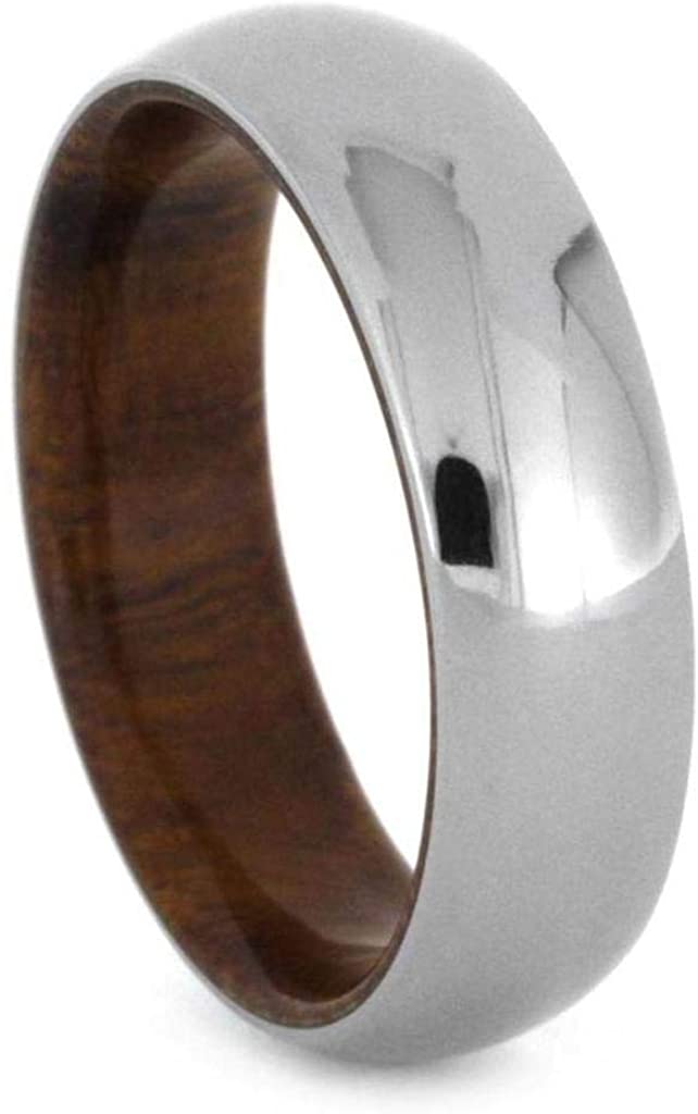 Polished Titanium 6mm Comfort-Fit Ironwood Sleeve Wedding Band, Size 6.5