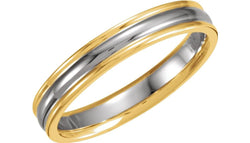 Two-Tone Fluted Design Comfort-Fit Band, 4mm 14k Yellow and White Gold, Size 10