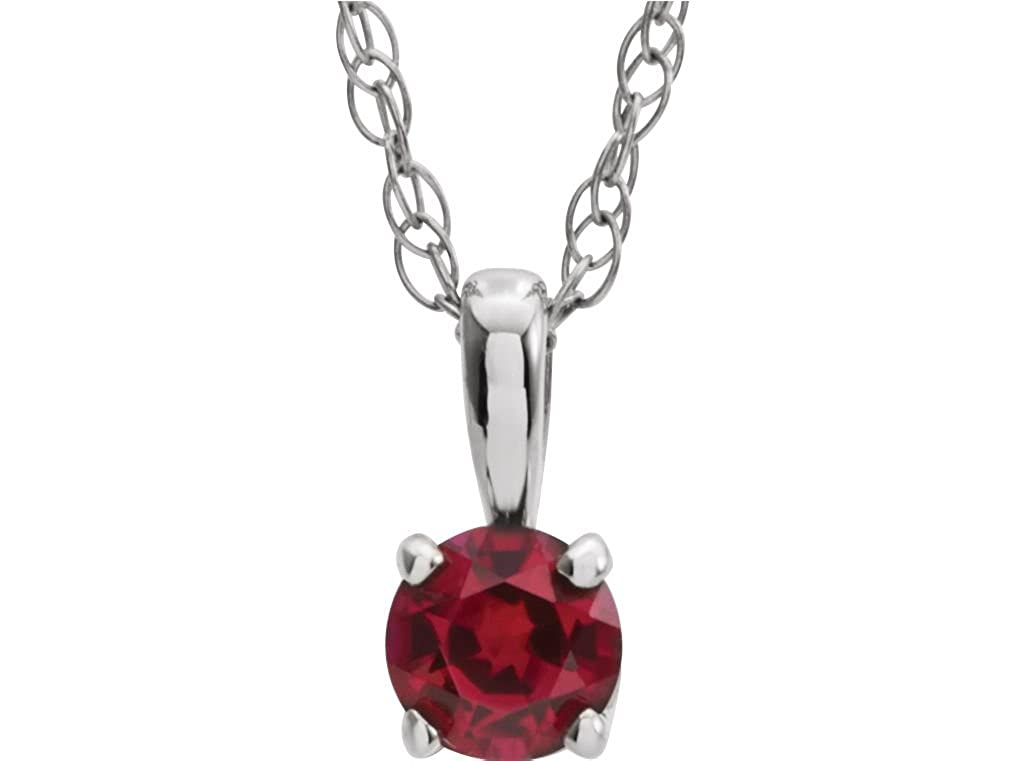 Children's Ruby 'July' Birthstone 14k White Gold Pendant Necklace, 14"