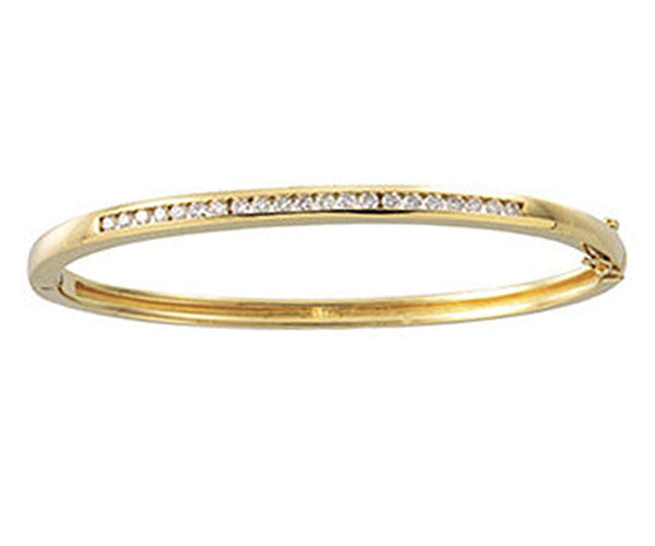 Diamond Bangle Bracelet, 14k Yellow Gold, 6.5" (.63 Cttw, GH Color , I1 Clarity )