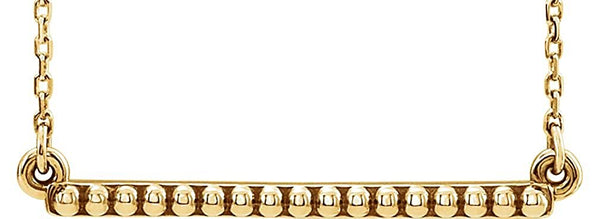 Petite Bead Trim Bar Necklace, 14k Yellow Gold, 16-18"