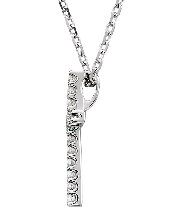 Petite Diamond Church Cross Rhodium-Plated 14k White Gold Necklace, 18" (.25 Cttw, GH Color, I1 Clarity)
