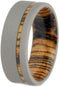 Sandblast Titanium 8mm Comfort-Fit Bocote Wood Wedding Band