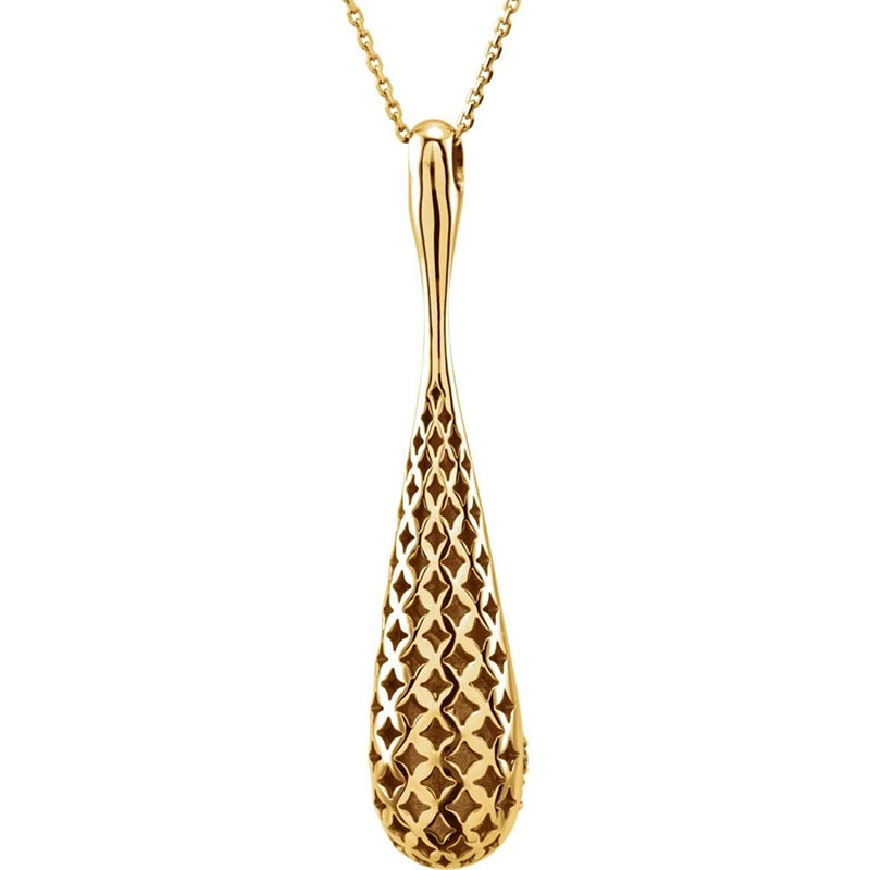 Diamond Teardrop Reversible Pendant Necklace in 14k Yellow Gold, 18"(1/3 Cttw)