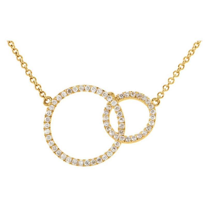 The Men's Jewelry Store (for HER) Diamond Double Circle Pendant Necklace in 14k Yellow Gold, 18" (1/3 Cttw)